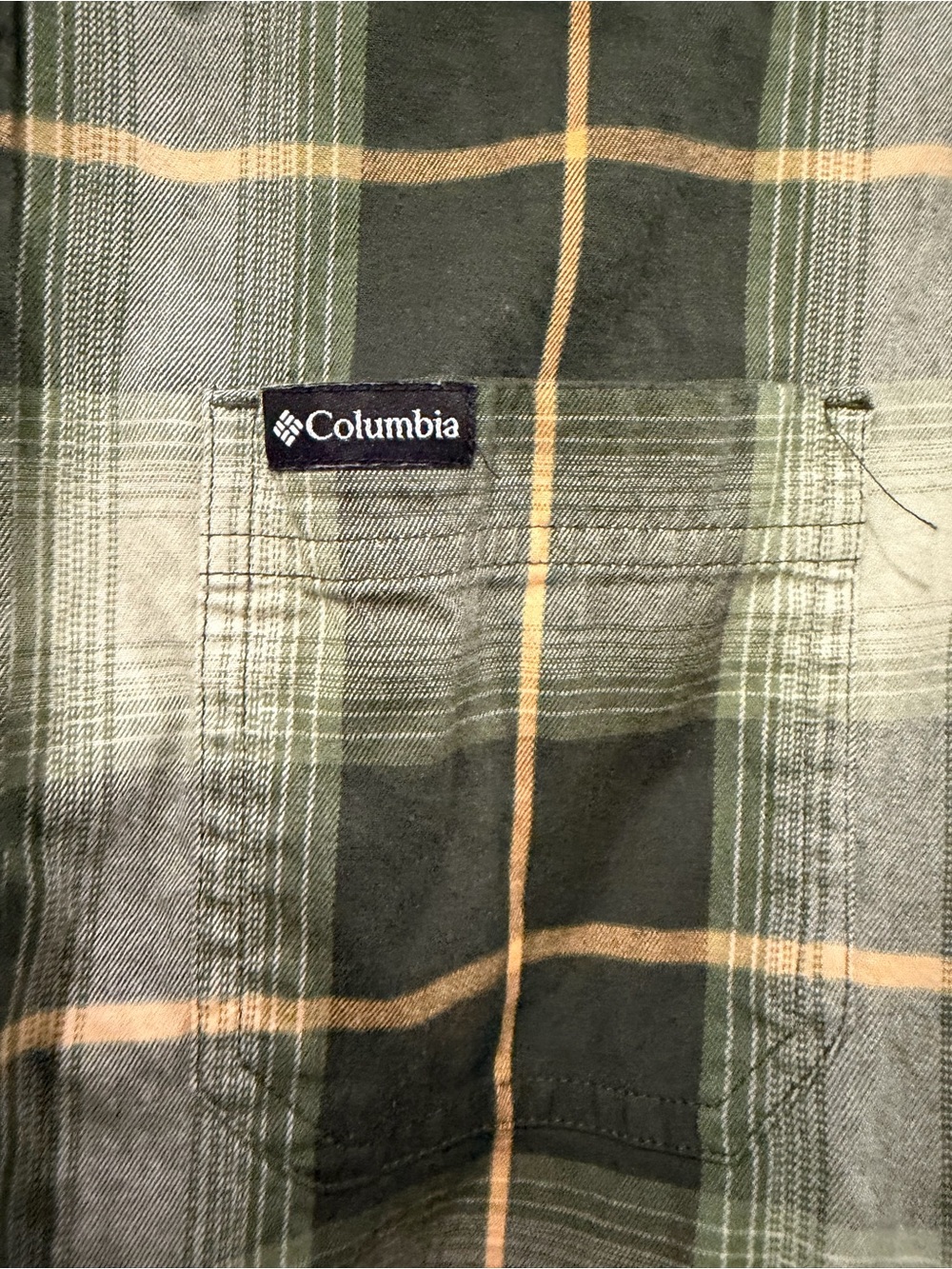 Columbia Olive and Tan Plaid Button-Down Shirt - Picture 3 of 4